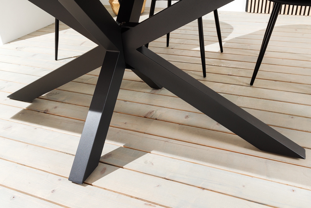 In- und Outdoor Esstisch GALAXIE 160cm hellgrau Keramik anthrazit Aluminium
