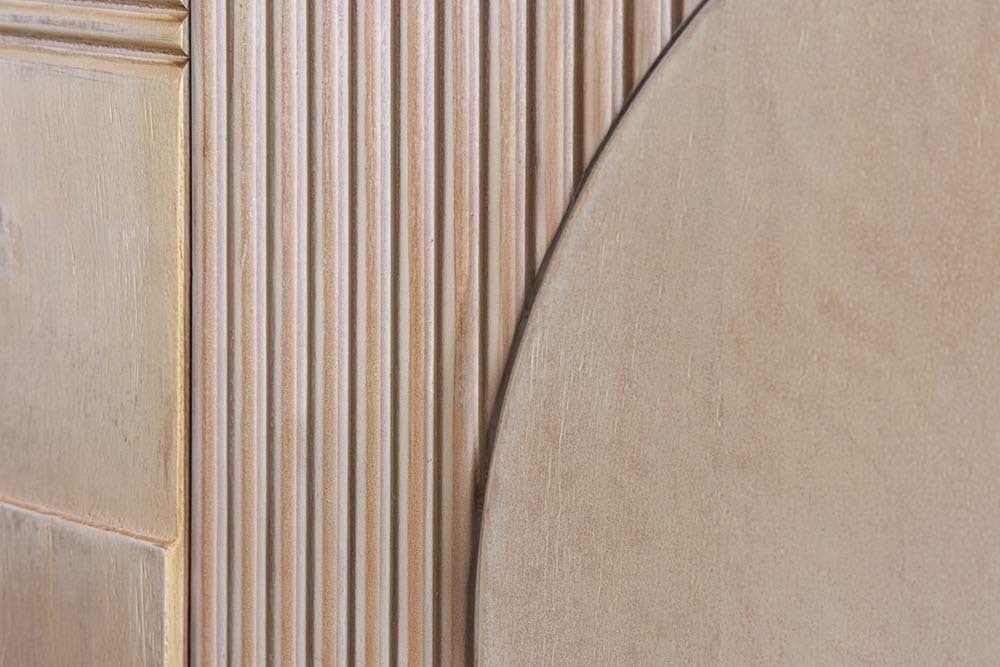 Massives Sideboard ART DECO 170cm weiß gekälkt Mangoholz 3D-Front handmade