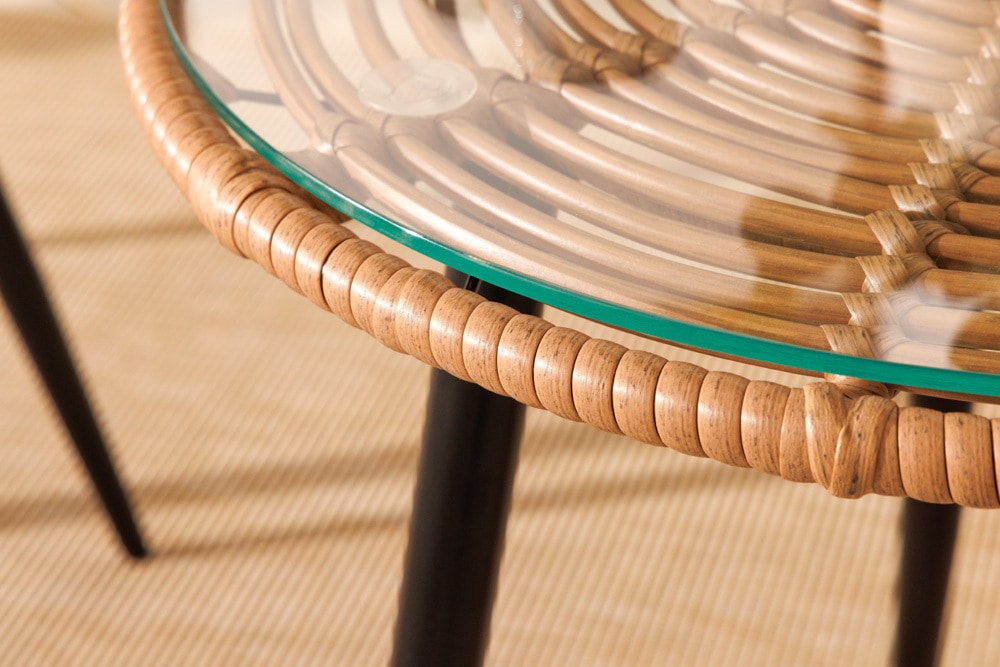 In- und Outdoor Bistro Balkon-Set PARIS braun Polyrattan Sitzgruppe wetterfest mit Tisch