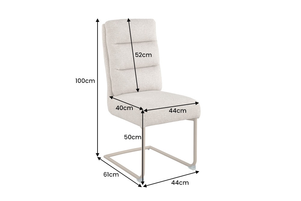 Design Freischwinger Stuhl COMFORT beige Strukturstoff mit Metallgestell