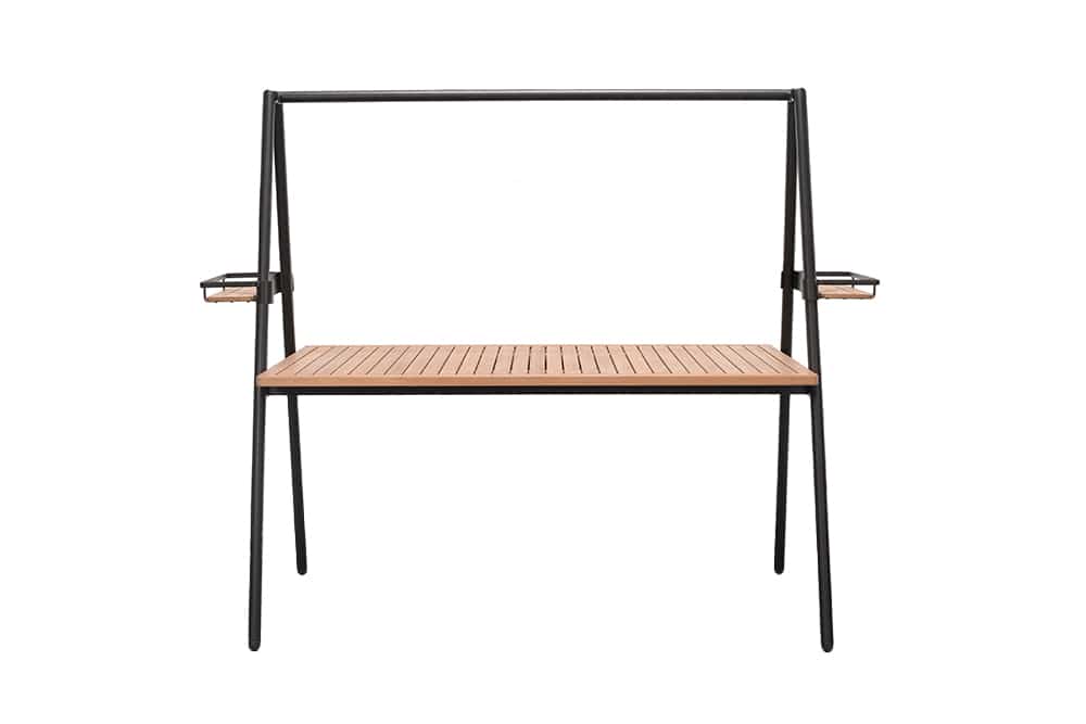 Outdoor Gartentisch RIO 190cm anthrazit Aluminium Massivholz mit Dekostange wetterfest