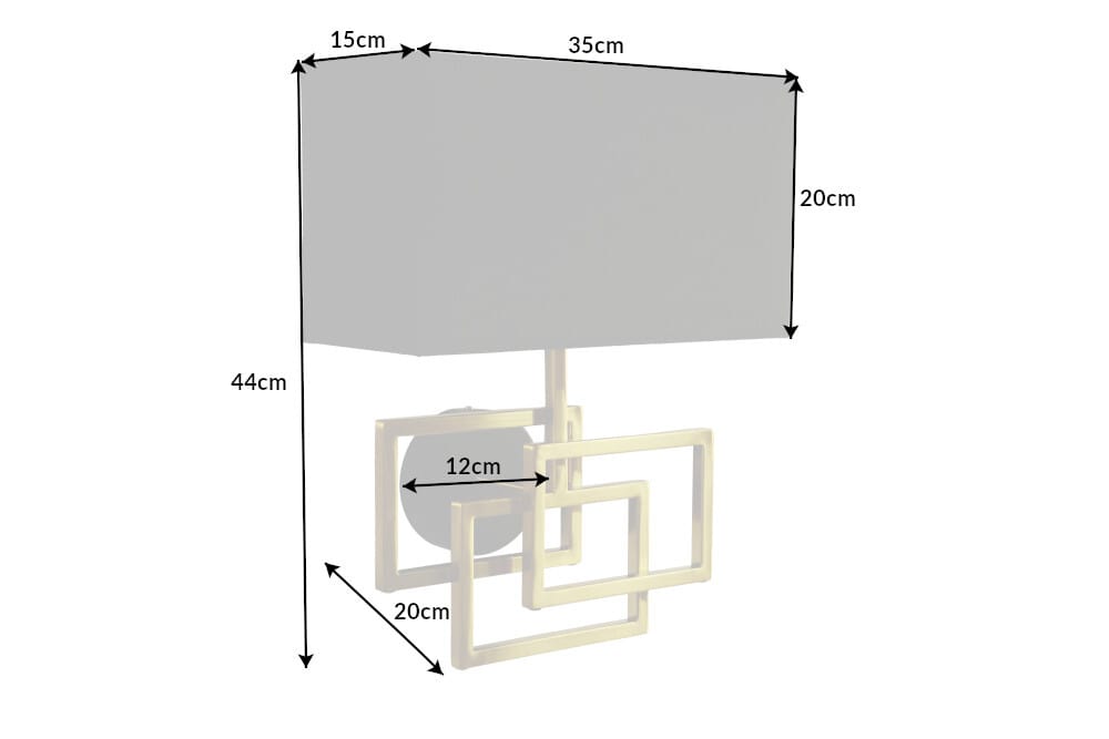 Moderne Wandleuchte ATLANTIS 44cm gold Stoffschirm schwarz Lampe
