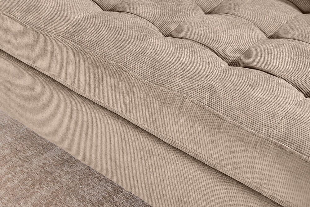Retro Ecksofa STOCKHOLM 220cm taupe Cord Federkern 3-Sitzer
