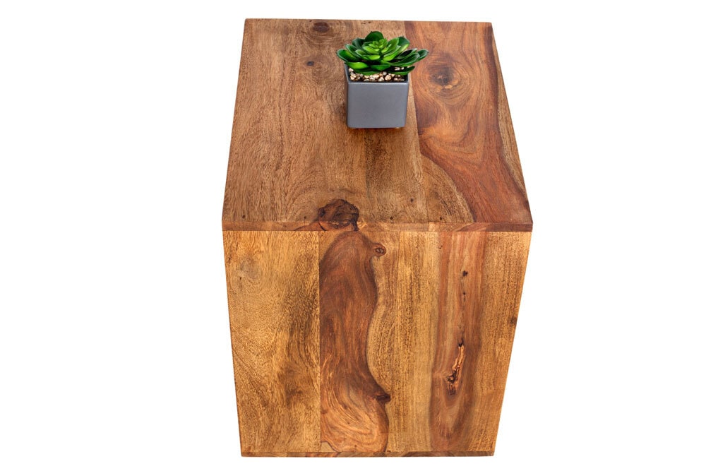 Massivholz Beistelltisch MAKASSAR 45cm braun Sheesham stone finish Regal handmade