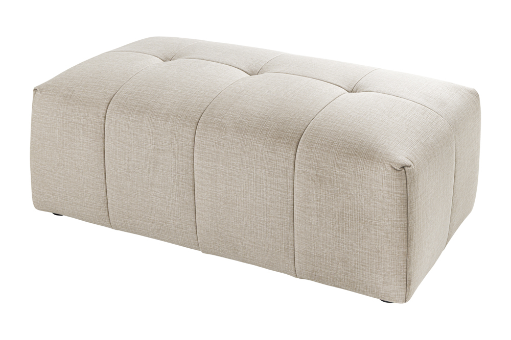 Moderner Hocker ROYAL 120cm greige Veloursstoff Federkern Sitzhocker