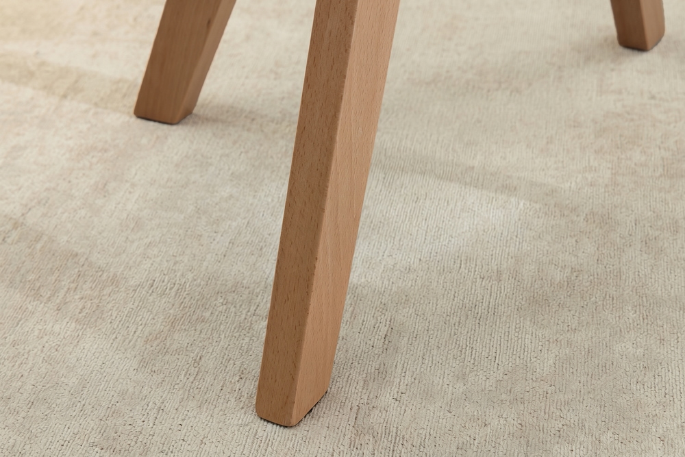 Design Stuhl LIVORNO beige Strukturstoff Massivholzbeine drehbar Auto-Return-Funktion