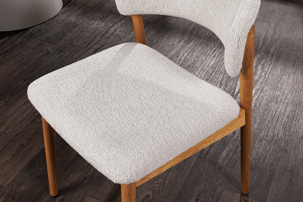 Design Stuhl VALHALLA WOOD natur Eiche Massivholz creme Strukturstoff