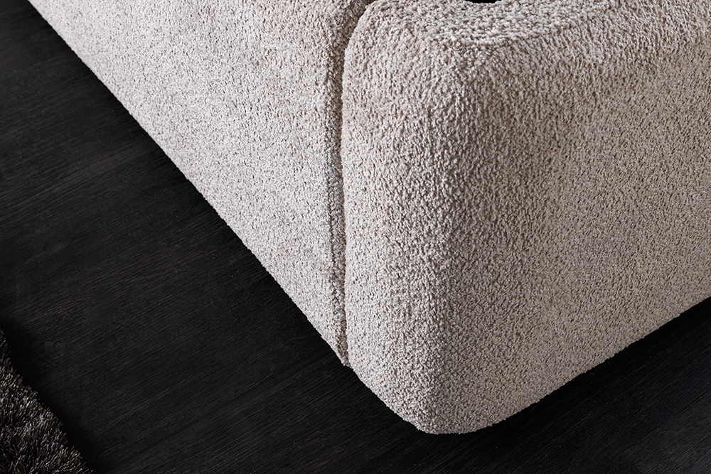 Modernes Boxbett ART DECO 160x200cm greige Bouclé mit Stauraum und Lattenrost
