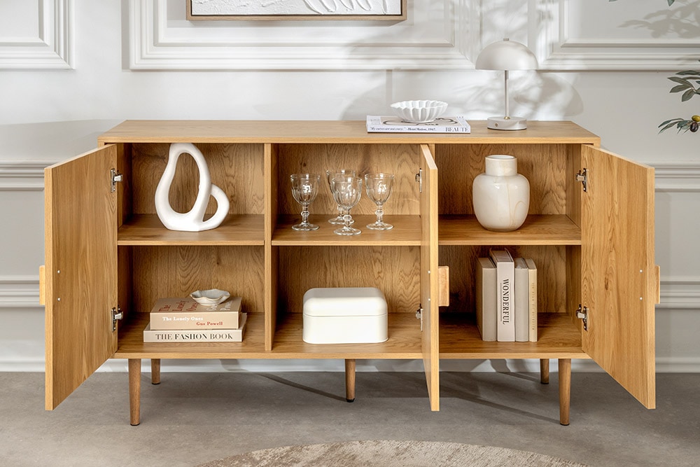 Design Sideboard VIENNA 120cm natur Wiener Geflecht Kommode