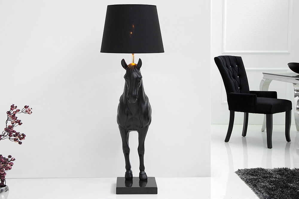 Extravagante Stehlampe BLACK BEAUTY 130cm Pferdefigur schwarz