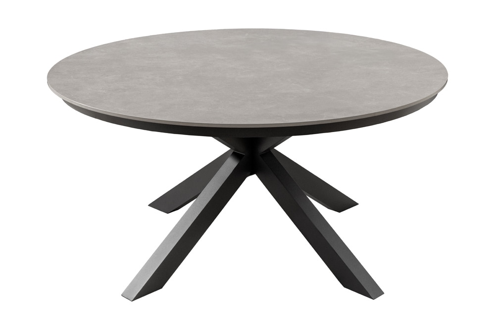 Runder In- und Outdoor Esstisch GALAXY 120cm graphit Keramik anthrazit Aluminium Gartentisch
