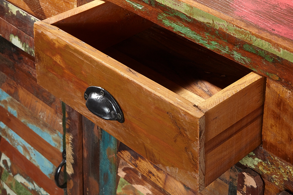 Einzigartiges Sideboard JAKARTA 125cm recyceltes Massivholz aus Fischerbooten