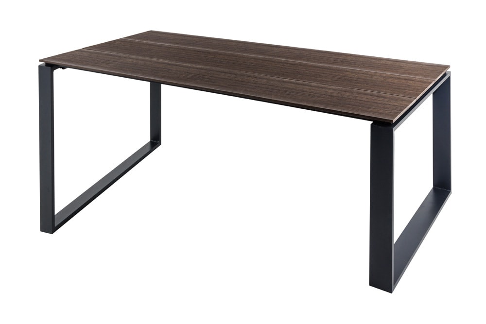 Wetterfester Gartentisch FLOATING 210cm braun schwarz Aluminium Outdoor Esstisch modern