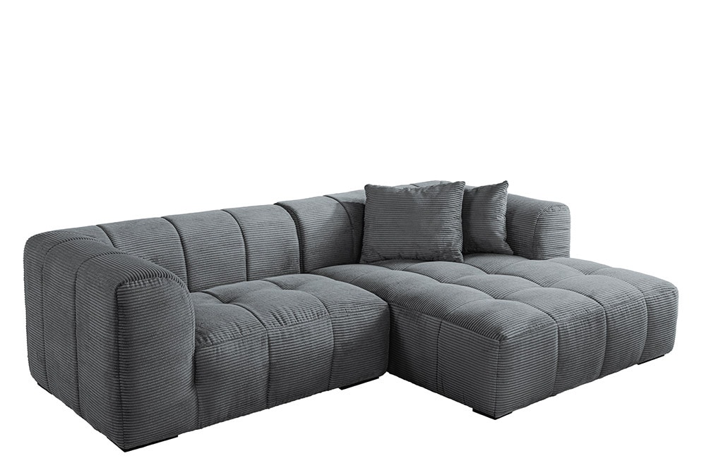 Modernes Ecksofa ZERO GRAVITY 240cm dunkelgrau Cord 3-Sitzer Couch L-Form