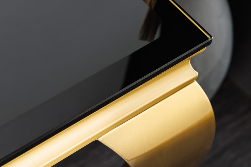 Eleganter Konsolentisch MODERN BAROCK 145cm schwarz gold Opalglas Edelstahlbeine