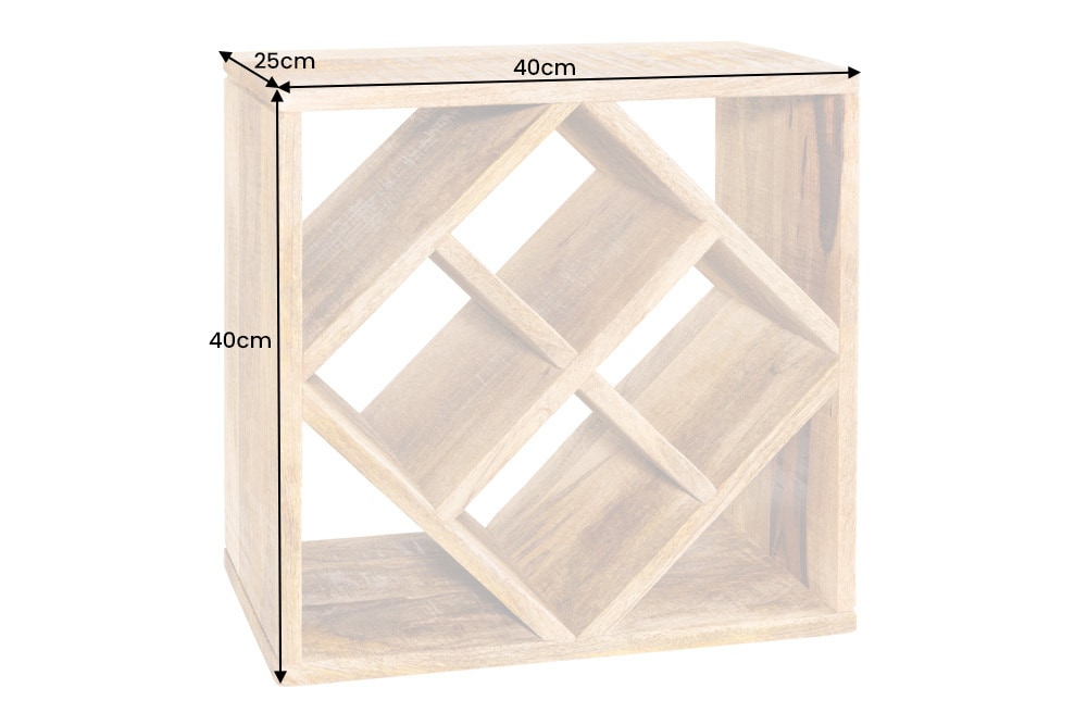 Massivholz Weinregal CUBUS 40cm Mango handmade Beistelltisch