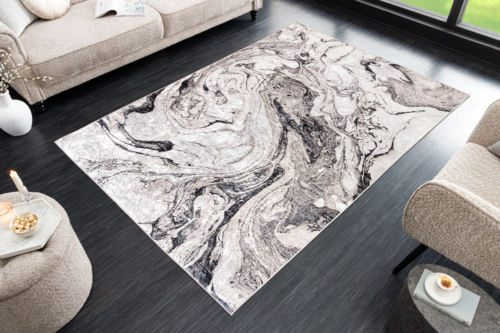 Design Teppich ART RUGS 230x160cm weiß grau Flachgewebe Indoor