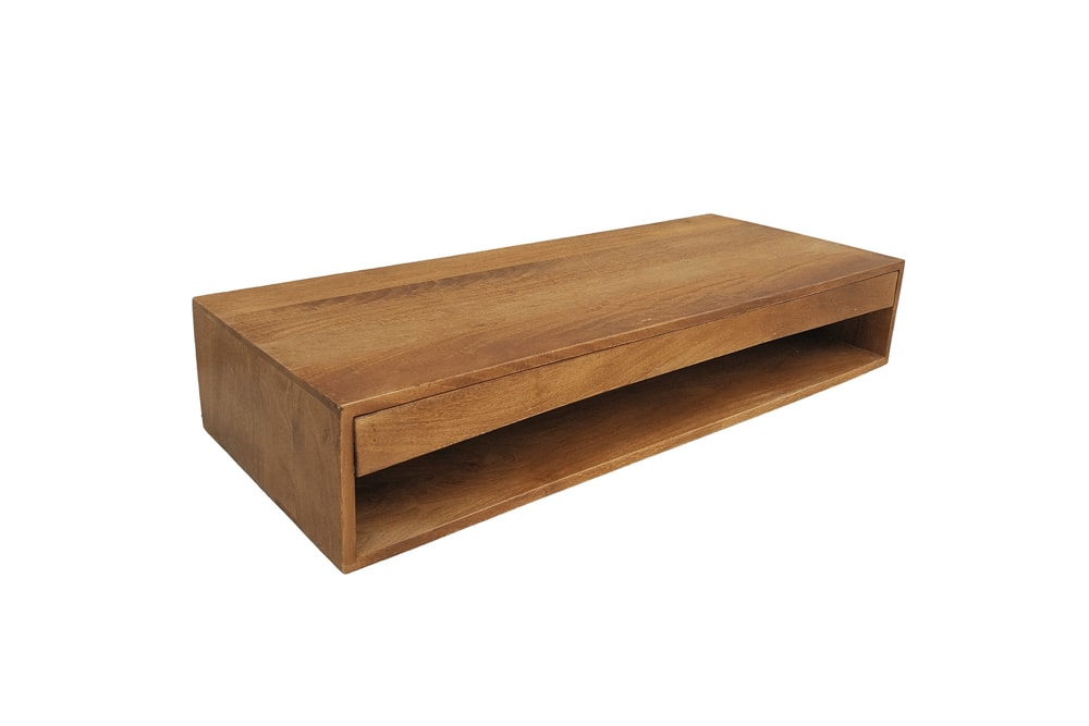 Hängender Konsolentisch PURE 100cm braun Mangoholz honey finish Schreibtisch Stauraum