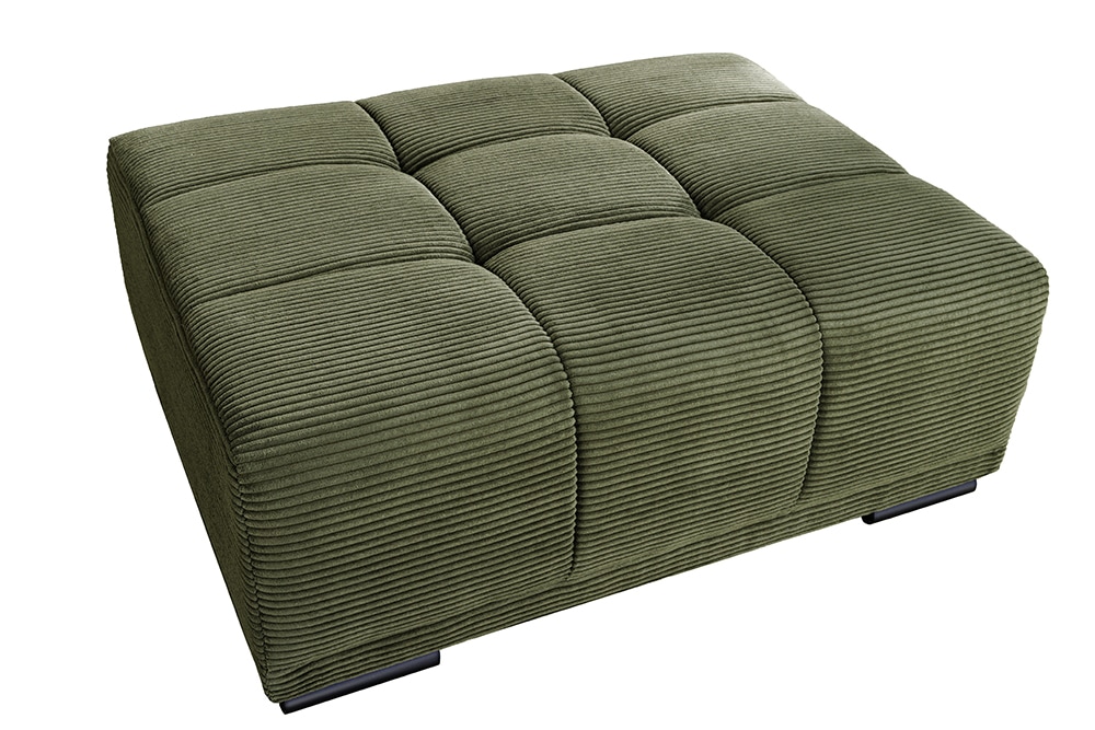Moderner Hocker ELEGANCIA 110cm grün Cord mit Ziersteppung