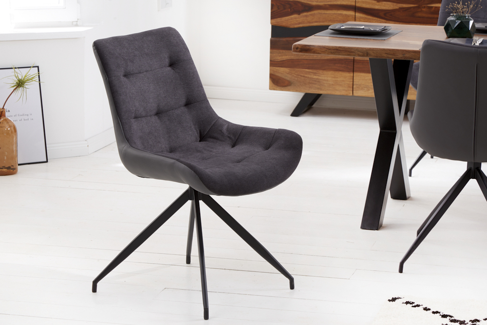 Design Stuhl DIVANI dunkelgrau Metallgestell schwarz im Retro Stil
