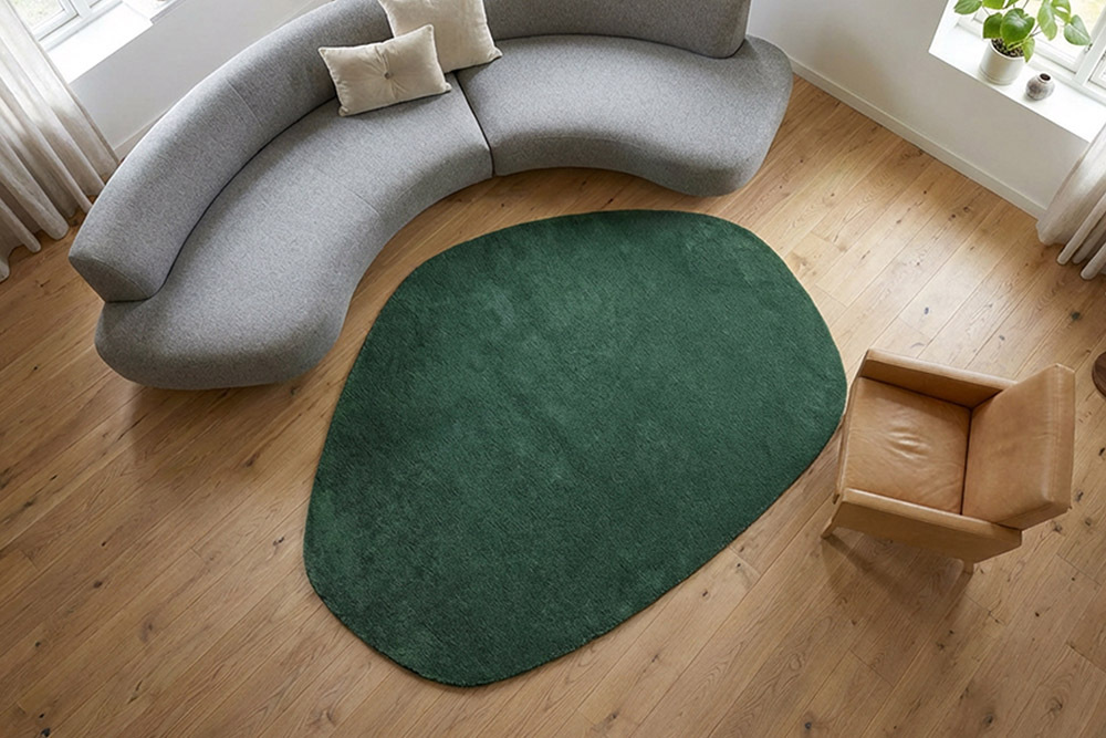 Design Teppich ORGANIC 180x120cm grün Hochflor Indoor-Teppich organische Form