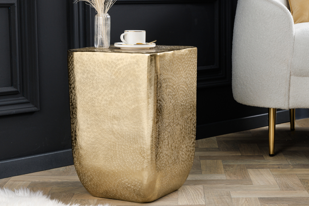 Design Beistelltisch UNIT 45cm gold Hammerschlag handmade Metall Aluminium