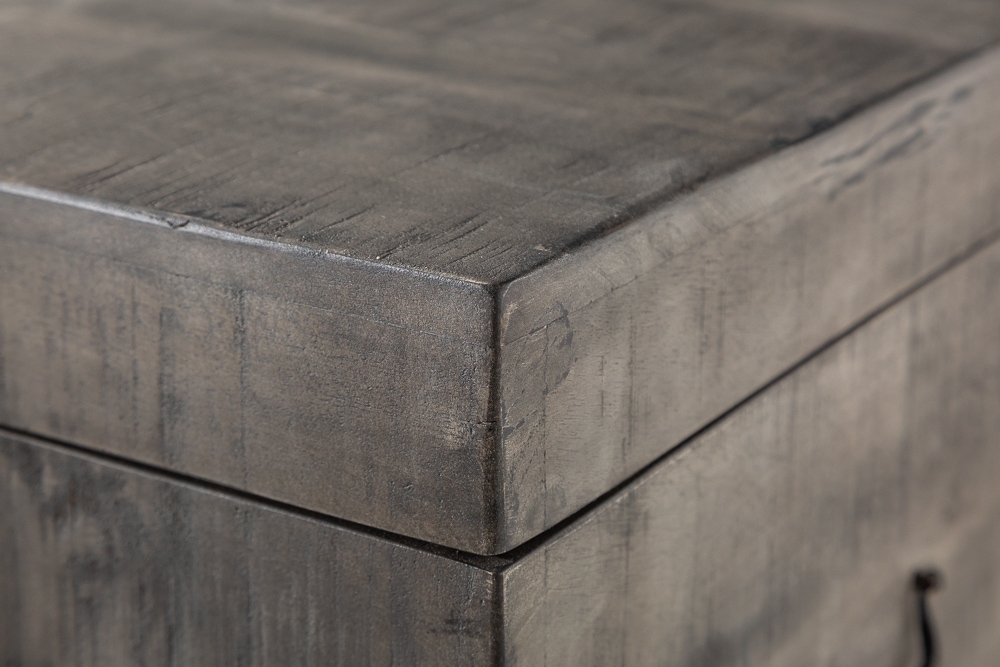 Industrial Truhenbank FACTORY LOFT 115cm Mangoholz grau Sitzbank