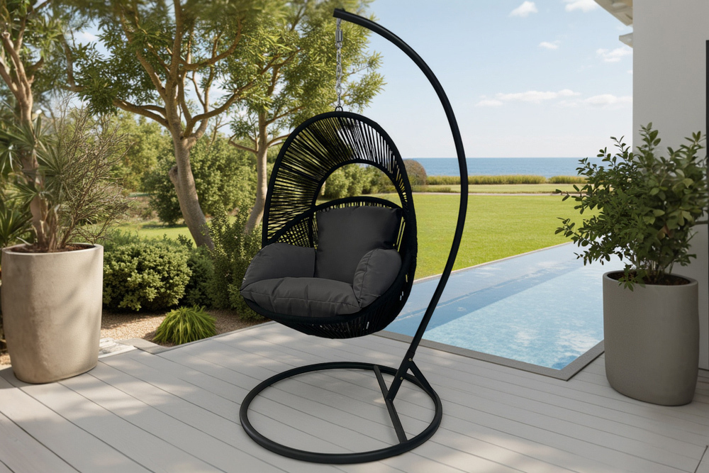 In- und Outdoor Hängesessel AIR ROPE anthrazit schwarz inkl. Kissen