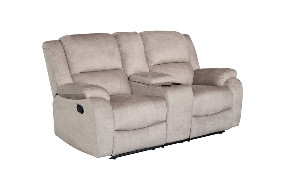 Exklusiver 2er Kinosessel HOLLYWOOD champagner beige hochwertiger Vogue Veloursstoff mit Cupholder