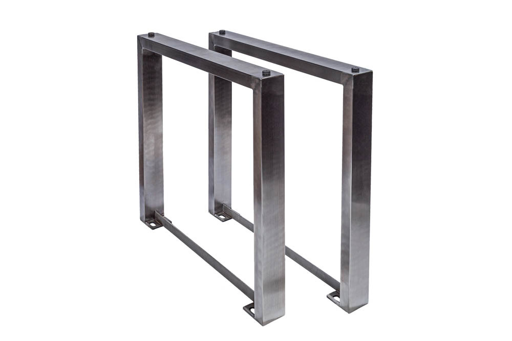 2er Set Tischgestell U-FRAME 80cm Edelstahl gebürstet matt Tischbeine Kufe Esstisch