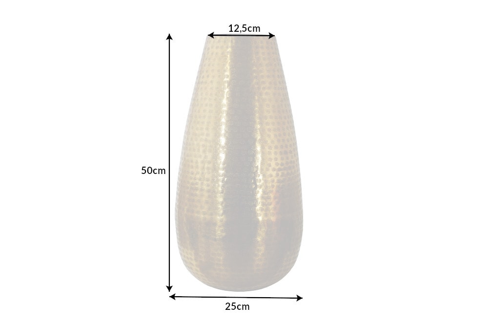 Elegante Vase ORIENT 50cm gold im Grid Hammerschlag Design