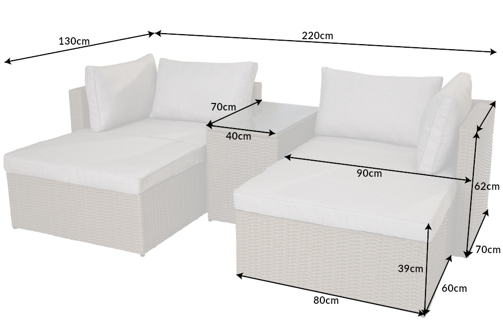 Outdoor Gartenlounge Set XXL MODULAR natur Polyrattan Sitzgruppe wetterfest inkl. Kissen