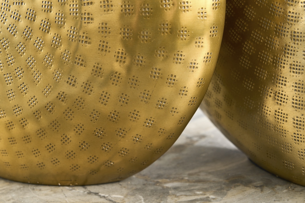 Elegantes Vasen 2er Set ORIENTAL 44cm gold im Grid Hammerschlag Design