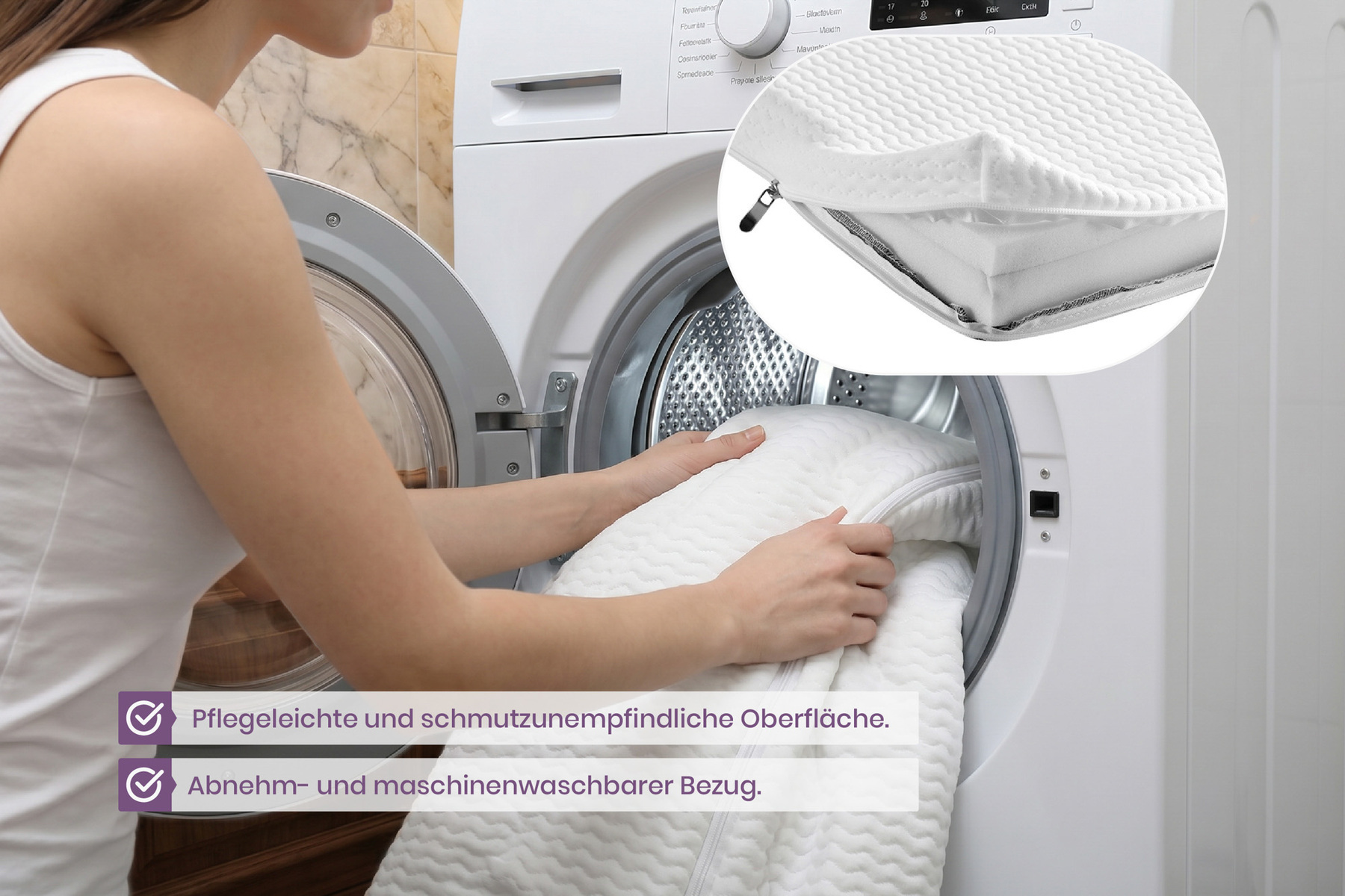 Ergonomische Matratze mit Topper CLOUD FLEX 180x200cm Tonnentaschenfederkern 7-Zonen
