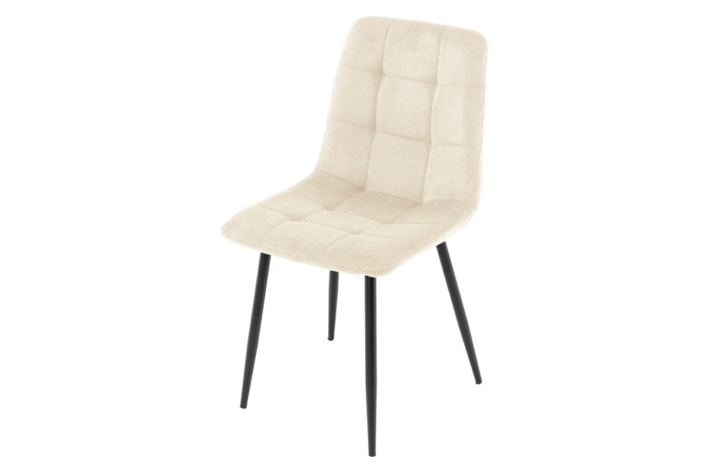 Moderner Design Stuhl TRES CHIC beige Cord schwarze Metallbeine Esszimmer