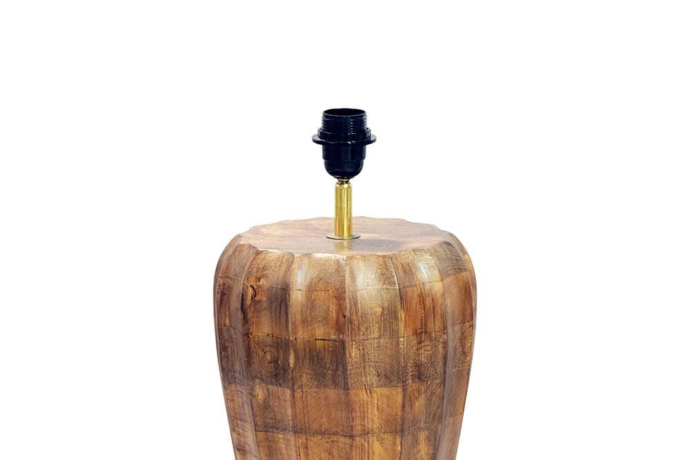Handgefertigte Tischlampe PURE NATURE 65cm weiß natur Mangoholz mit Stoffschirm