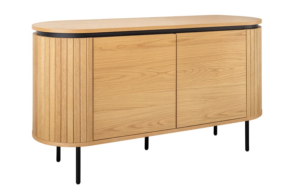 Modernes Sideboard ATELIER 120cm natur Eiche schwarz Metall vier Fächer