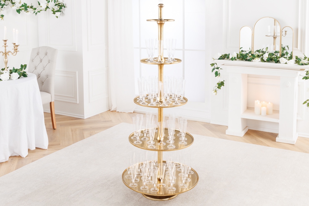 Design XXL Etagere ABSTRACT 150cm gold Metall mit fünf Etagen handmade