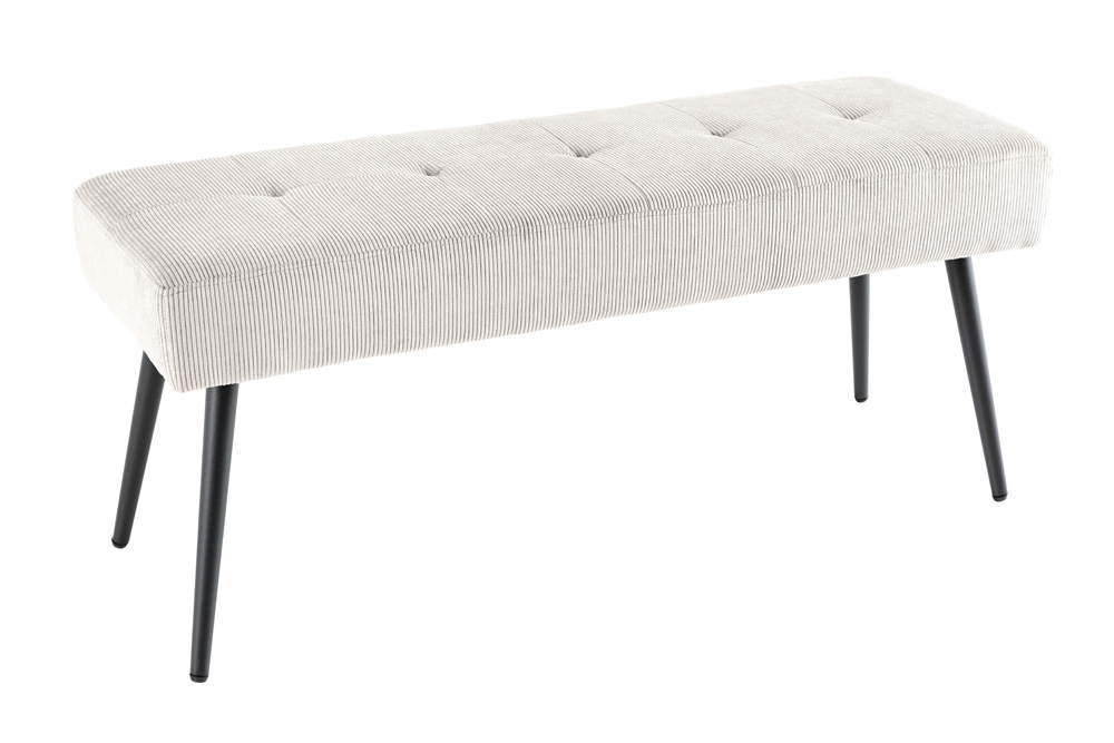 Design Sitzbank BOUTIQUE 100cm beige Cord schwarze Metallbeine Polsterbank