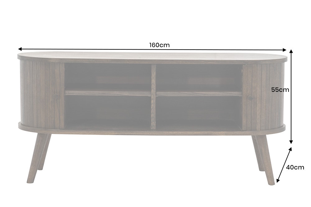 Retro TV-Board VALHALLA WOOD 160cm smoked Eichenholz Schiebetüren Lowboard