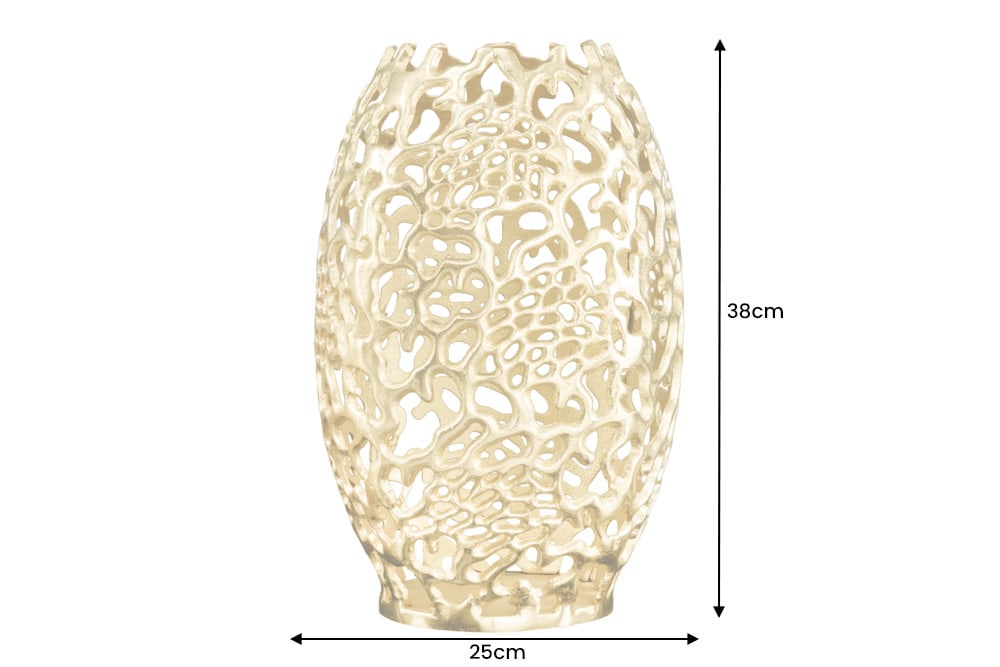 Filigrane Design Vase ABSTRACT LEAF gold 40cm Handarbeit