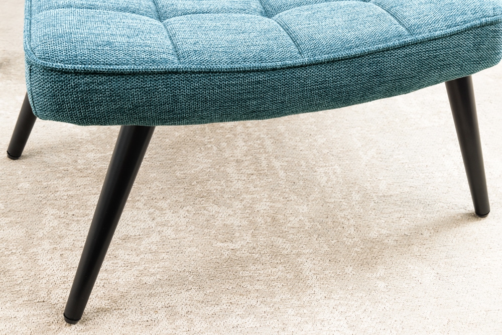 Moderner Hocker SCANDINAVIA blau Strukturstoff Metallbeine Fußhocker