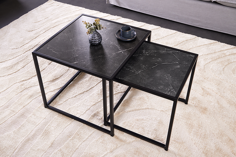 2er Set Beistelltische SLIM LINE 50cm graphit Metall Couchtische