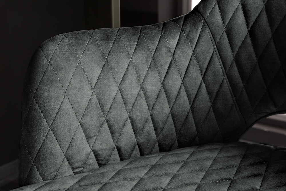 Design Barhocker PARIS grün Samt mit Lehne Metall schwarz gold Ziersteppung