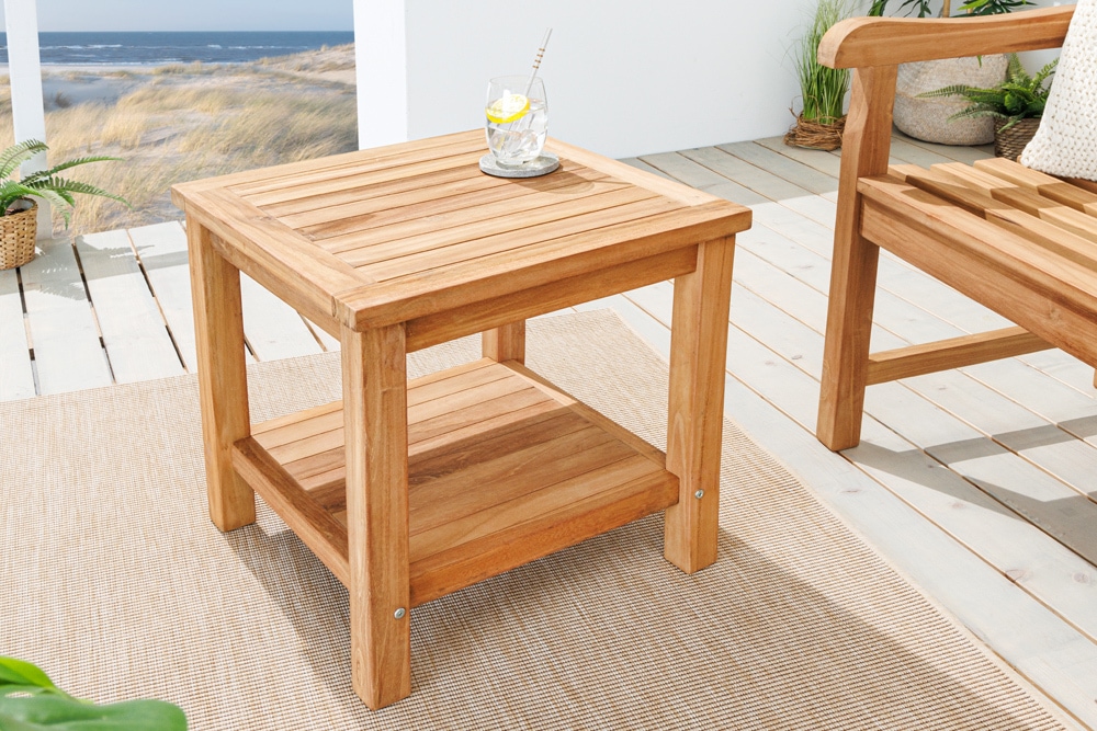 Massiver Beistelltisch EMPIRE TEAK 50cm natur Teakholz