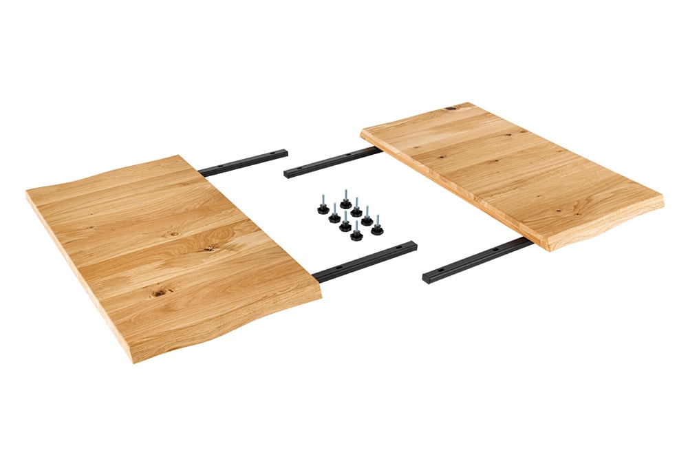 2er Set Ansteckplatten WILD OAK 50cm natur Wildeiche geölt Massivholz Esstisch Verlängerung Baumkante