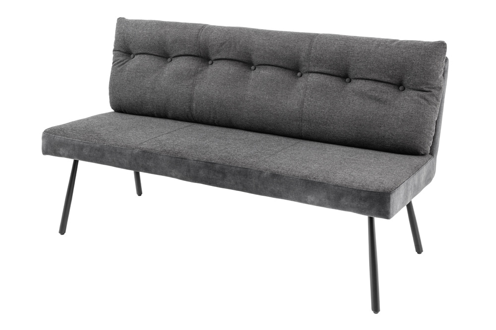 Moderne Sitzbank BIG GEORGE 160cm anthrazit Samt Strukturstoff Taschenfederkern schwarz