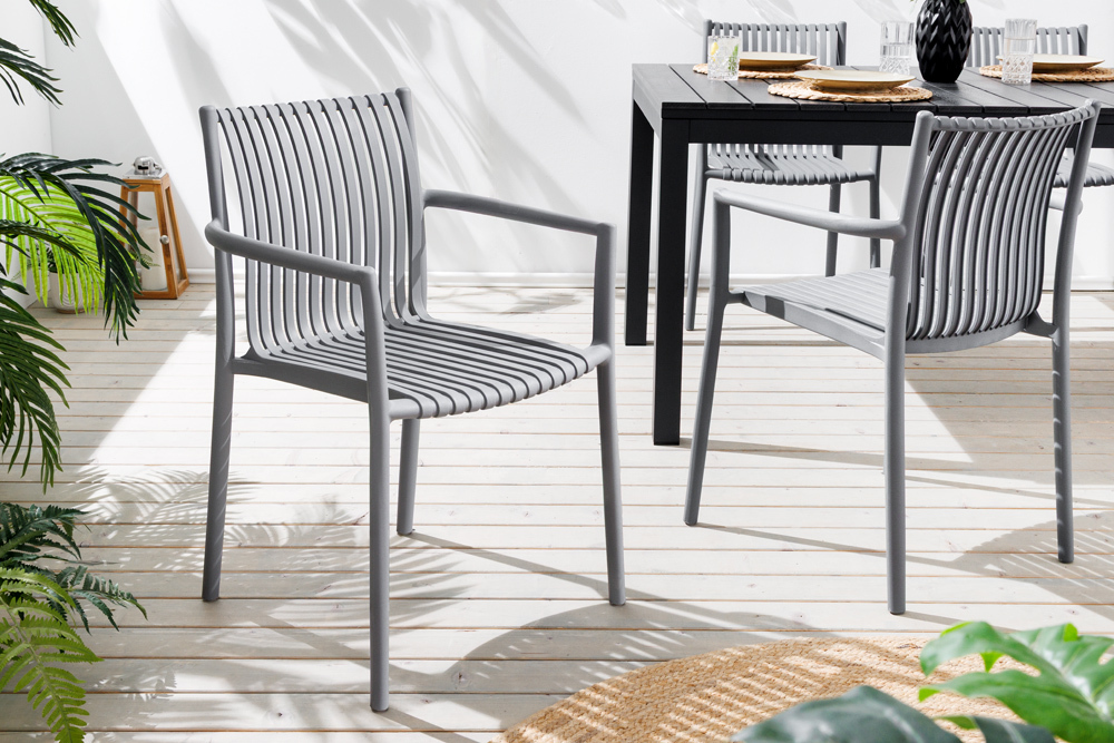In- und Outdoor Stuhl STUDIO ITALIA anthrazit stapelbar wetterfest Gartenstuhl