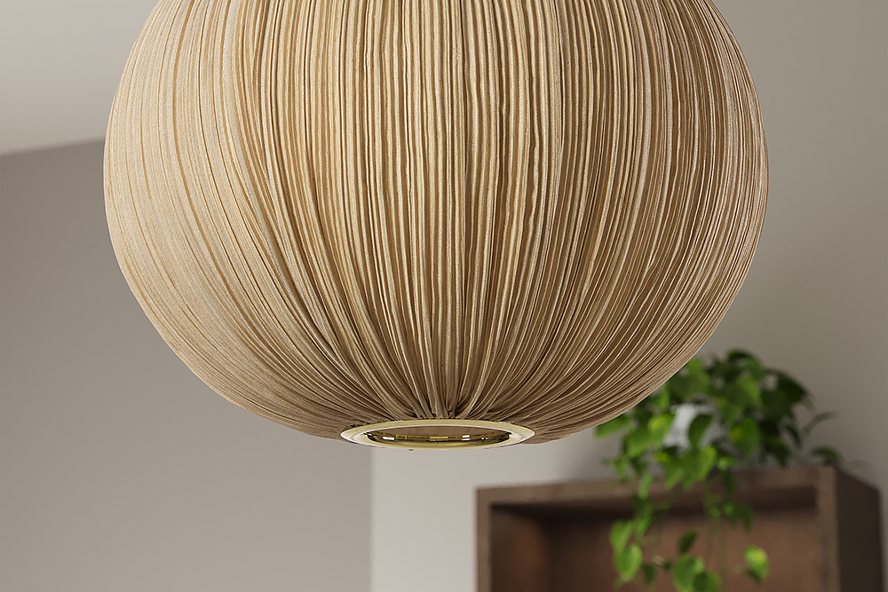 Runde Hängelampe ORGANIC 45cm natur Stoffschirm Boho