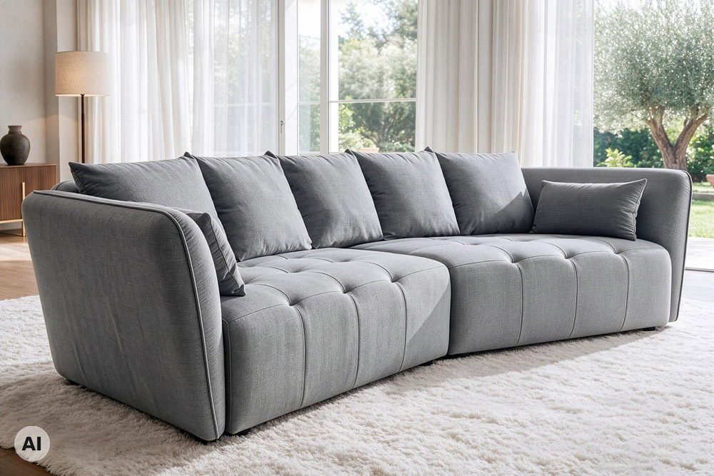 Modernes Big Sofa ROYAL 295cm grau Veloursstoff Federkern XXL-Couch